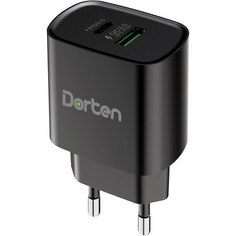 Сетевое зарядное устройство Dorten 2-Port USB 20W Wall Quick Charger PD3.0+QC3.0 черный DN206601