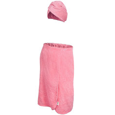 Махровый комплект для женщин Банные штучки розовый 2 предмета (33482) накидка+чалма