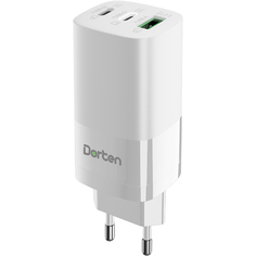 Сетевое зарядное устройство Dorten 3-Port USB Smart ID 65W GaN Power Adapter белый DN207100