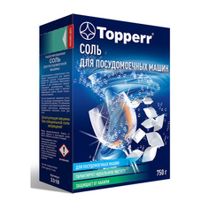 Соль TOPPERR таблетированная универсальная для посудомоечных машин, 0.75кг [3318]