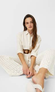 Stradivarius Широкий Пояс Из Рафии Небесно-Голубой 70