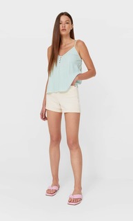 Stradivarius Топ В Полоску С Пуговицами Аквамарин Xs