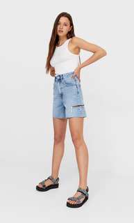 Stradivarius Длинные Шорты Средний Деним 38