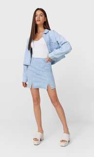 Stradivarius Джинсовая Куртка С Вышивкой «Ромашки» Деним Xs