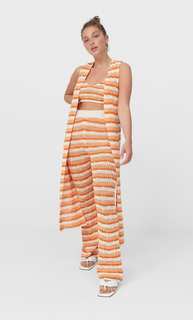 Stradivarius Жилет Из Кружева Кроше В Полоску Оранжево-Персиковый M