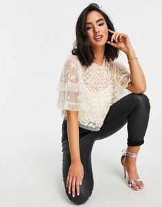 Кремовый топ с декоративной отделкой от комплекта Needle & Thread Aurelia-Белый