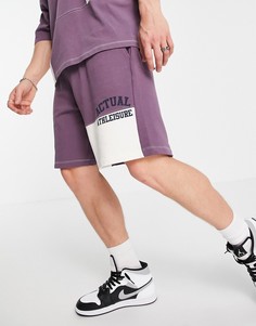 Фиолетовые oversized-шорты со вставками в стиле колор блок и логотипом от комплекта ASOS Actual-Фиолетовый цвет
