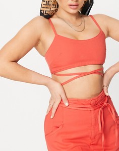 Вишнево-красный джинсовый укороченный бралетт от комплекта ASOS DESIGN