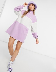 Фиолетовое платье-футболка на молнии в полоску Bershka-Фиолетовый