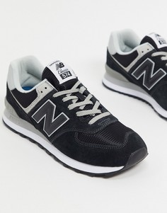 Черные замшевые кроссовки New Balance 574-Черный цвет