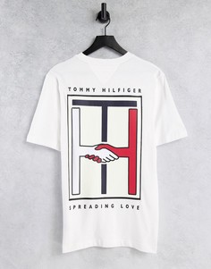 Белая футболка в стиле унисекс с принтом спереди и сзади Tommy Hilfiger One Planet Capsule-Белый