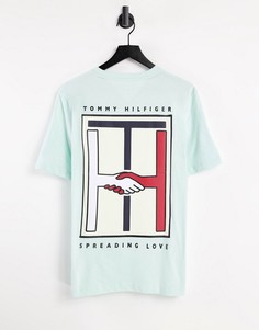 Бледно-голубая футболка в стиле унисекс с принтом спереди и сзади Tommy Hilfiger One Planet Capsule-Голубой