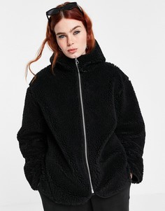 Черная флисовая куртка с капюшоном Weekday Peg-Черный цвет