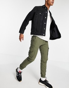 Льняные брюки карго цвета хаки Jack & Jones Intelligence-Зеленый цвет