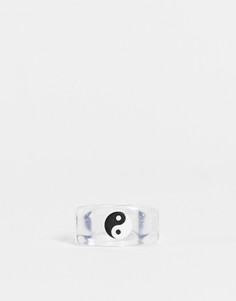 Прозрачное пластиковое кольцо со знаком инь-ян ASOS DESIGN-Прозрачный
