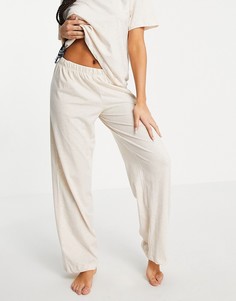 Кремовые пижамные брюки прямого кроя из трикотажа ASOS DESIGN Выбирай и Комбинируй-Белый