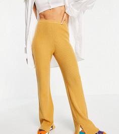 Свободные трикотажные брюки с разрезами от комплекта M Lounge-Коричневый цвет