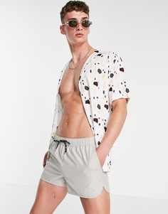 Серые шорты для плавания и бега с молнией на заднем кармане ASOS DESIGN-Серый