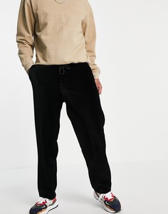 Черные велюровые джоггеры в рубчик с прямыми штанинами ASOS DESIGN-Черный цвет