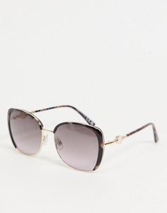 Солнцезащитные очки в коричневой черепаховой оправе с металлической отделкой River Island-Коричневый цвет