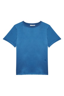 Синяя шелковая футболка Maje