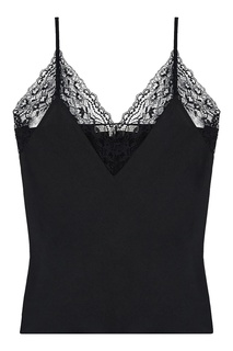 Черный шелковый топ с кружевом Maje
