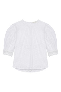 Жемчужный гипюровый топ с вырезом на спине Maje