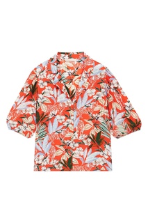 Коралловая рубашка с растительным принтом Maje