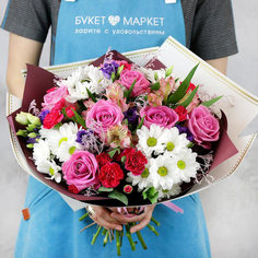 Букет из роз и хризантем Flowwow