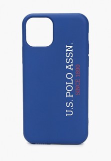Чехол для iPhone U.S. Polo Assn. 11 Pro, Liquid silicone Vertical Logo Blue