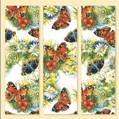 Салфетки одноразовые Бабочки и цветы 3-слойные 33x33 20 шт Без бренда
