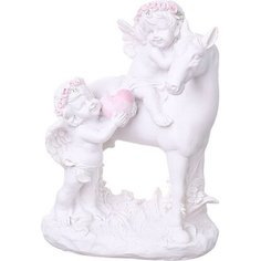 Статуэтка Ангелы с лошадью белый 14x12 cм Без бренда