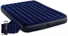 Кровать надувная Intex Classic Downy, 2 подушки, с ручным насосом, 152 см (64765)