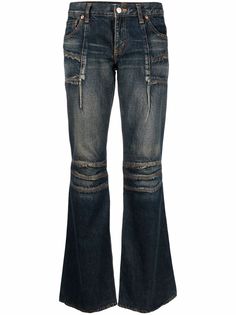 Junya Watanabe Comme des Garçons Pre-Owned расклешенные джинсы с эффектом потертости