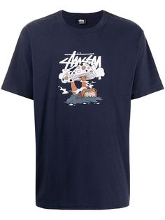 Stussy футболка с графичным принтом и логотипом