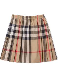 Burberry Kids плиссированная юбка в клетку