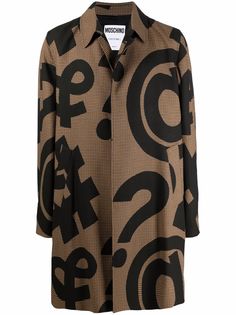 Moschino пальто в ломаную клетку с принтом Symbols