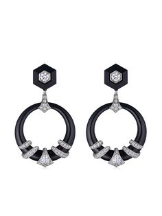 FRED LEIGHTON серьги из белого золота и платины с бриллиантами и нефритом