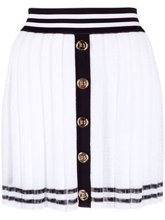 Balmain плиссированная юбка с монограммой PB