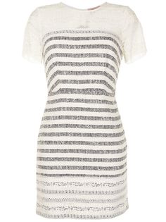 TWINSET полосатое платье мини с кружевом