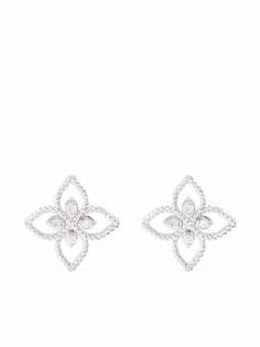 Roberto Coin серьги-гвоздики Princess Flower из белого золота с бриллиантами