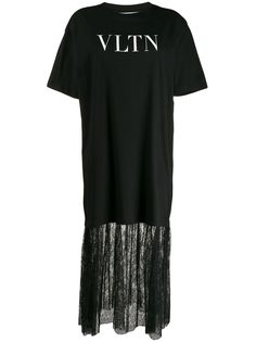 Valentino платье-рубашка с кружевным подолом