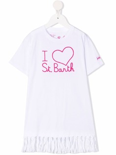 Mc2 Saint Barth Kids платье-футболка с бахромой и логотипом