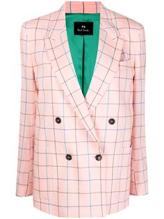 PS Paul Smith двубортный блейзер в клетку Windowpane