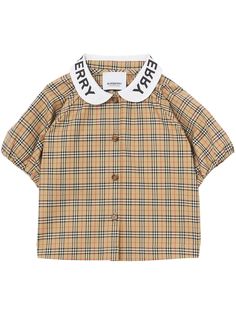 Burberry Kids клетчатая блузка с логотипом