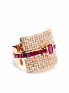 SHAY кольцо из розового золота с бриллиантами и рубинами