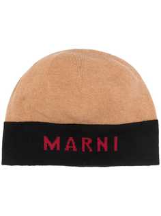 Marni шапка бини вязки интарсия с логотипом