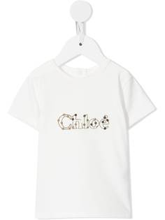 Chloé Kids футболка с вышитым логотипом