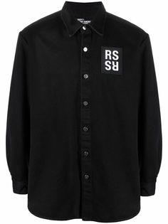 Raf Simons джинсовая рубашка с нашивкой-логотипом