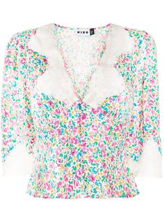 Rixo блузка с кружевом и цветочным принтом